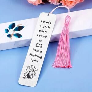 Bookmark for women who love to read with pink tassel Silver Adult Funny
